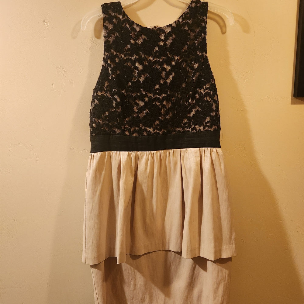 London Times Black and Cream Lace Dress